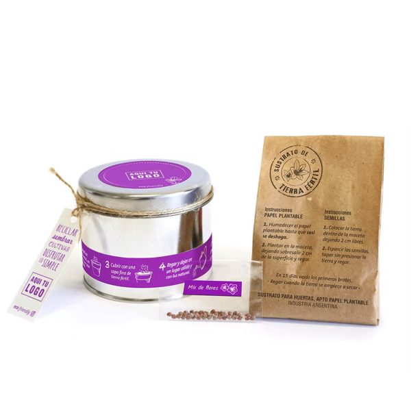 Kit plantable con maceta de hojalata
